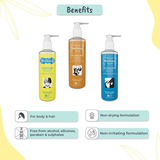 Teenilicious Hair And Body Wash Kit 600ml - All In One Hair & Body Wash Combo 600ml