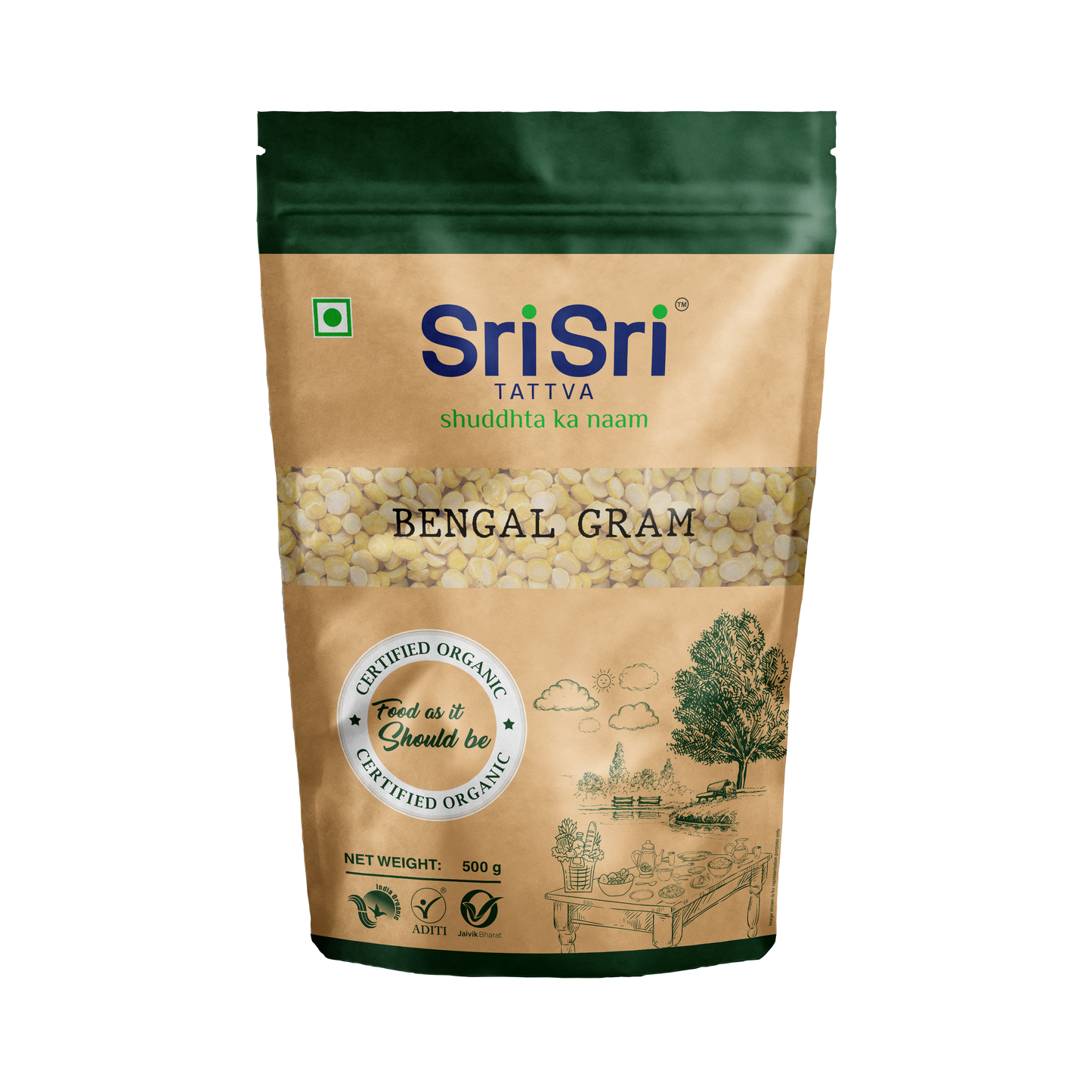 【Sri Sri Tattva】 Organic Bengal Gram (Chana Dal)| オーガニック ベンガルグラム(チャナダル)| 500g