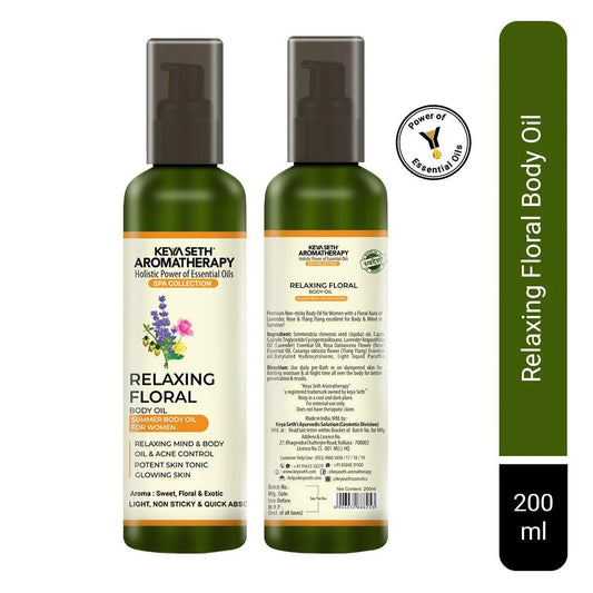 Relaxing Floral Summer Body Oil Non-Sticky & Quick Absorbing for Women, Potent Skin tonic for Glowing Skin, Oil & Acne Control, Relaxing Mind & Body 200ml