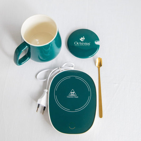 Ceramic Coffee Tea Mug Set with Smart Heating Pad- 300 ML 300ml