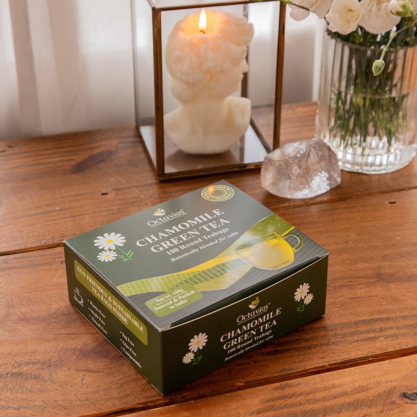 Octavius Chamomile Green Tea – 100 Round Teabags 150g