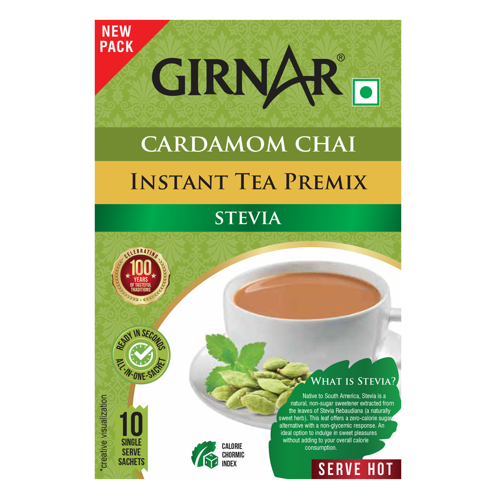 Instant Cardamom Chai Premix With Stevia 10 Sachets