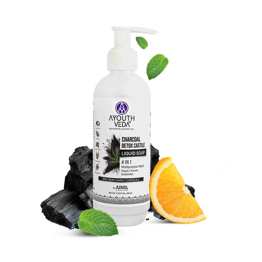 Charcoal Detox Castile Liquid Soap – Deep Cleansing & Multipurpose Wash – With Activated Charcoal & Herbal Oils Net Qty. – 200 ml 200ml