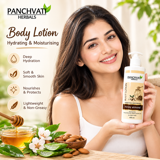 【Panchvati Herbals】 Honey Almond Body Lotion|ハニー&アーモンド ボディローション|400ml