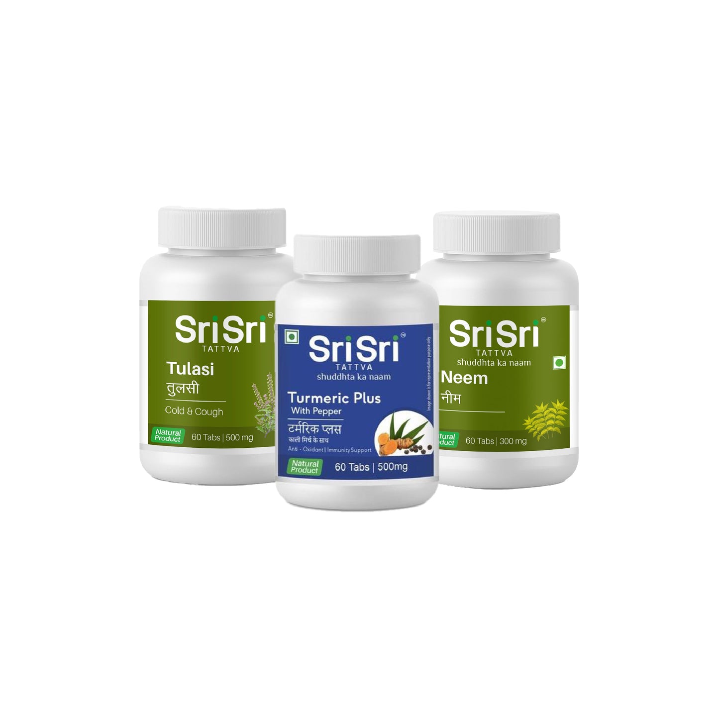 【Sri Sri Tattva】 Tulasi Neem Turmeric Plus Ayurvedic Tablets for Cold & Cough Relief and Immunity Support| トゥラシー・ニーム・ターメリックプラス アーユルヴェーダ錠(風邪・咳の緩和/免疫サポート)| 500g