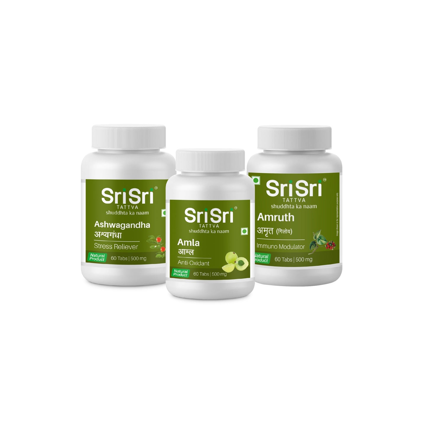 【Sri Sri Tattva】 Stress Relief, Memory Enhancer and Immunity Kit (Ashwagandha, Amla, Amruth Tabs)| ストレス緩和・記憶力サポート・免疫サポート キット(アシュワガンダ、アムラ、アムルート タブレット)| 300g