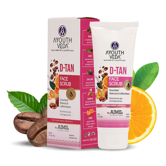 D-Tan Scrub for Tan Removal, Glowing Skin & Deep Exfoliation | With Papaya, Lemon, Almond & Walnut | Removes Dead Skin Cells, Improves Texture | For All Skin Types | 100g 100g