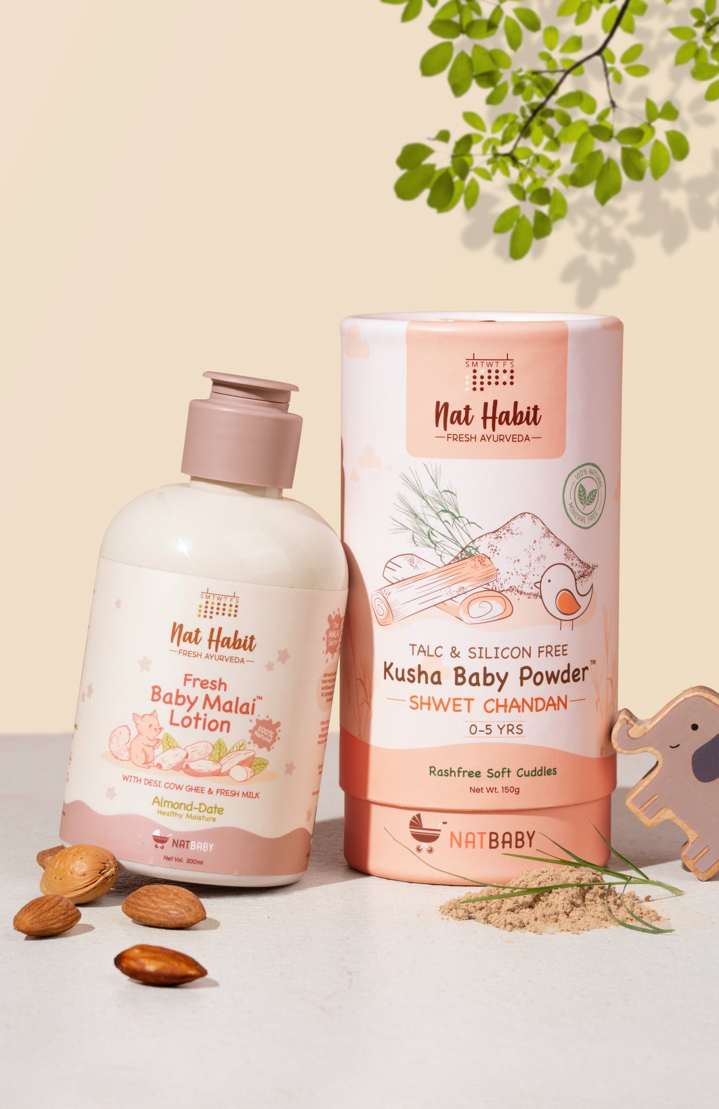 Baby Malai Lotion & Kusha Baby Powder Shwet Chandan 2個コンボパック