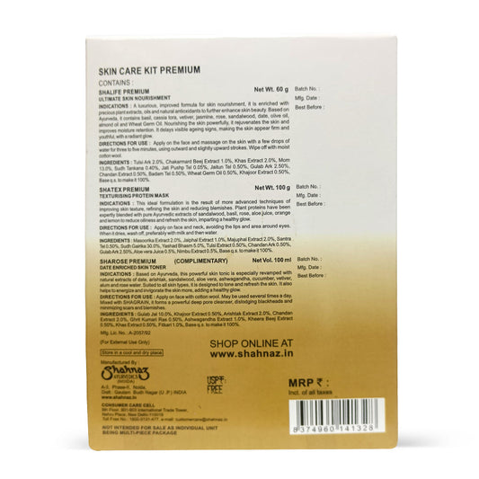 Skin Care Kit (Shalife Premium 60gm + Shatex Premium 100gm) - Free Sharose Premium 100ml worth Rs. 385/ 260g