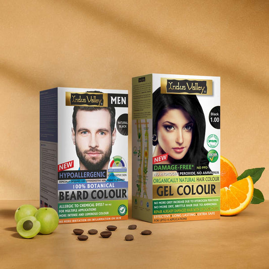 100% Botanical Beard Color 115ml & Damage Free Gel Hair Color 220ml Combo 115ml