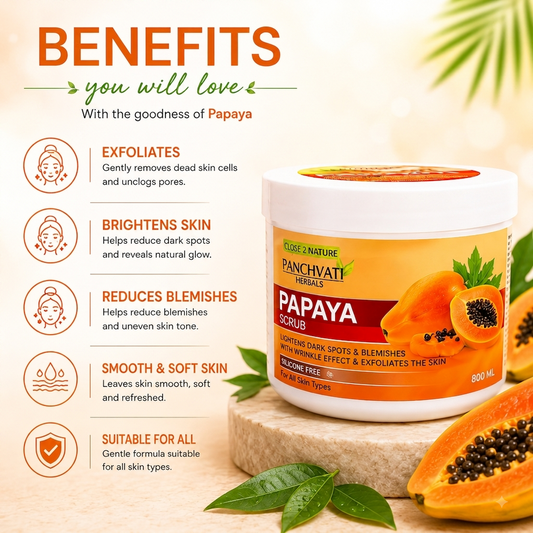 【Panchvati Herbals】 Papaya Scrub|パパイヤ スクラブ 大容量|800ml