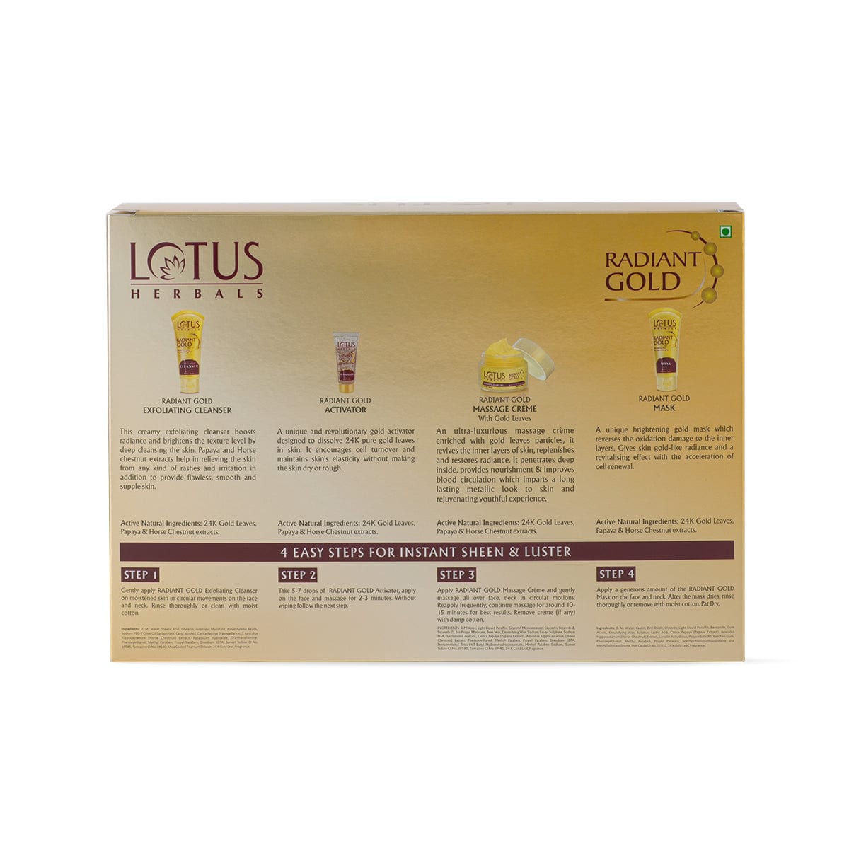 Radiant Gold Cellular Glow Salon Grade Facial Kit 170g