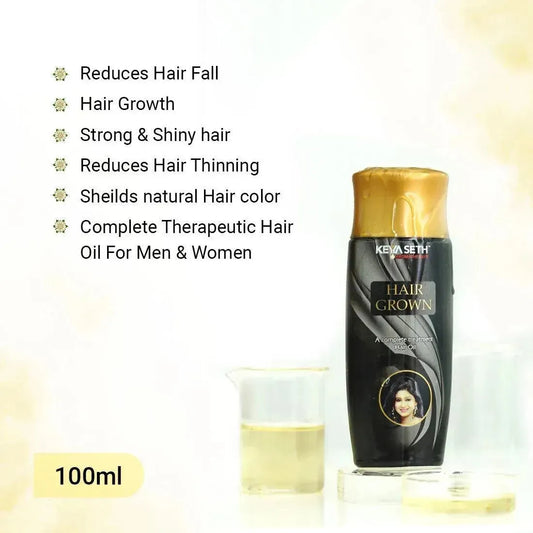 Hair Grown Oil with Bhringraj, - Reduce Hair Fall & Grows Hair for Strong, Thicker, Darker & Shiny Hair with Methi & Amla for Men & Women. 100ml x 3