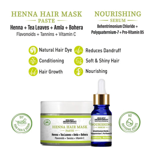 Henna Hair Mask Paste & Serum, B5 Hair Conditioning Booster, Soft & Shiny, Nourishing & Hair Growth, Tea Leaves Amla 100g