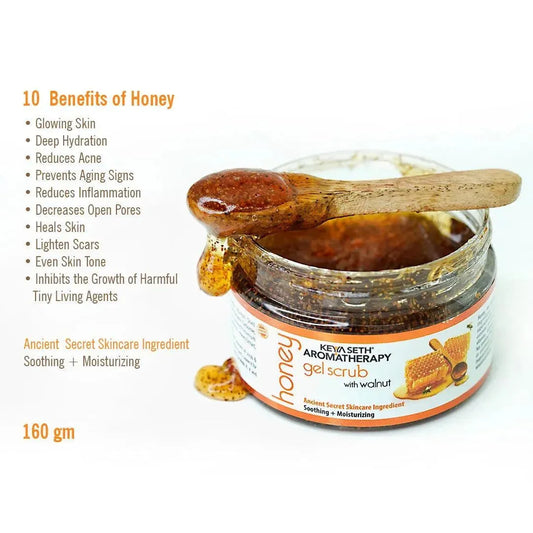 Honey Gel Scrub, with Walnut Shell, with Pure Honey & Honey Conditioner, Moisturizing & Natural Scrubbing, for Face & Body 160 GM 160g