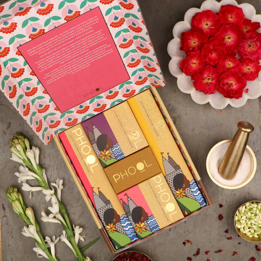 【Phool】 Floral Gift box - Natural Incense Collection (4 Fragrances)|フローラル ギフトボックス ナチュラルインセンスコレクション(4つの香り)
