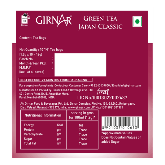 Green Tea Bags - Japan Classic 10 Tea Bags