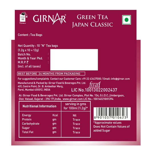 Green Tea Bags - Japan Classic 10 Tea Bags