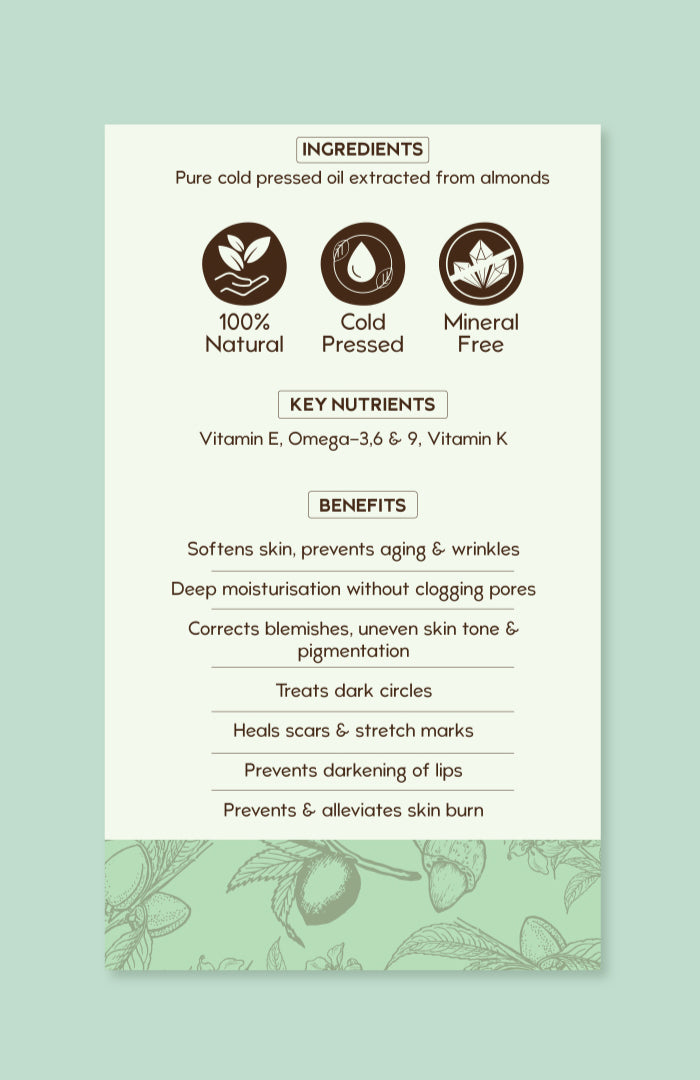 Pure Cold Pressed Almond (Badam) Oil 50ml