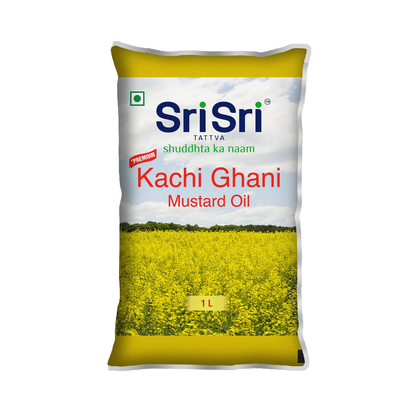 【Sri Sri Tattva】 Premium Kachi Ghani Mustard Oil Pouch| プレミアム カチガニ マスタードオイル パウチ| 1L