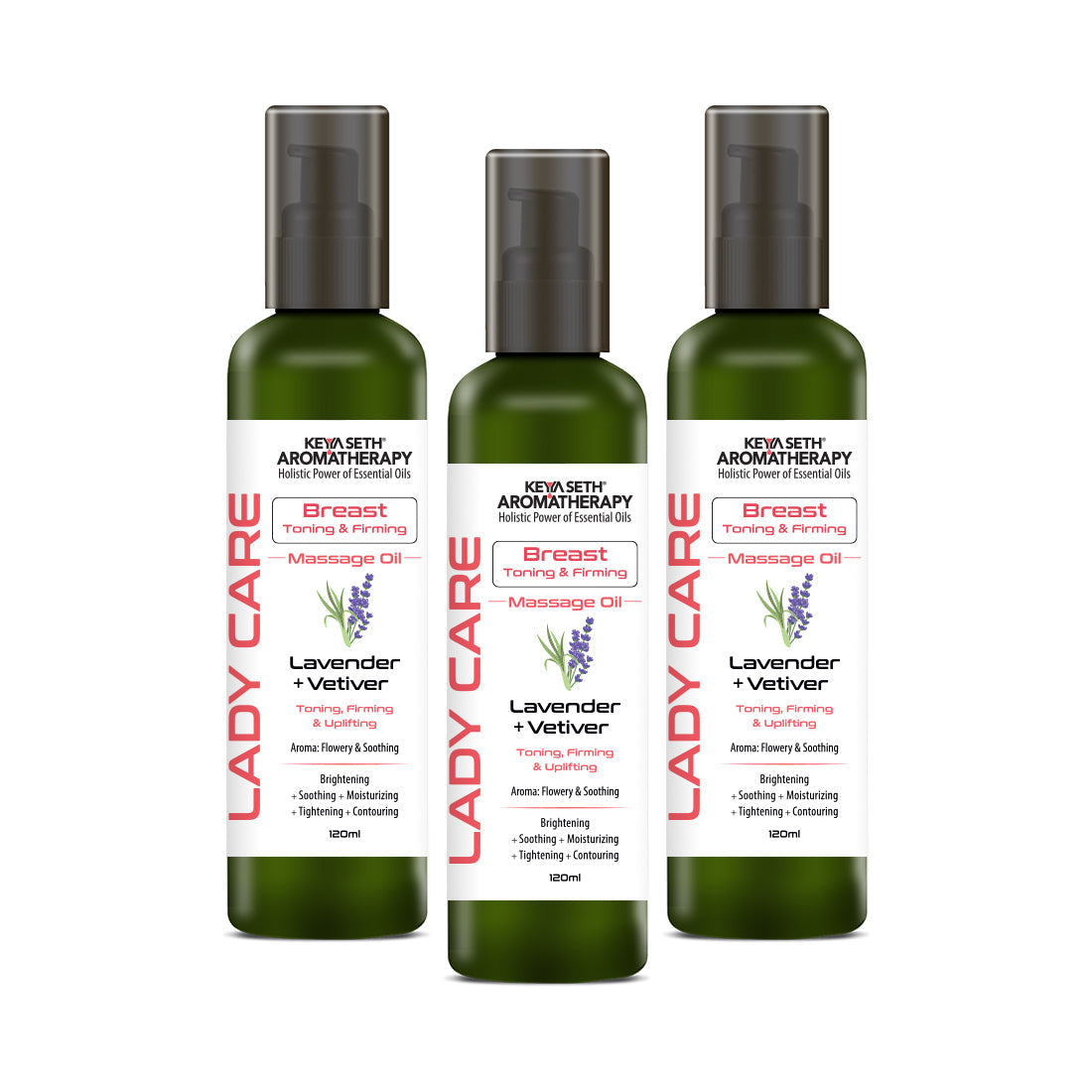 Lady Care Breast Toning & Firming Massage Oil,Toning, Firming & Uplifting, Lavender & Vetiver 120ml