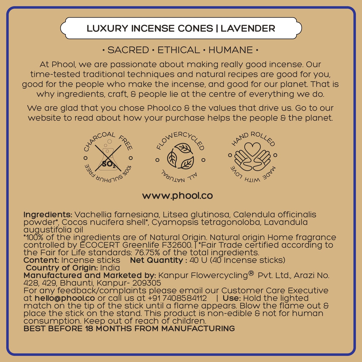 Natural Incense Cones - Lavender
