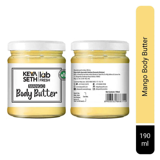 Lab Fresh Mango Body Butter Enriched with Rose & Geranium Oil for Long Last Moisturization & Nourishment for Men & Women All Skin Types 190g