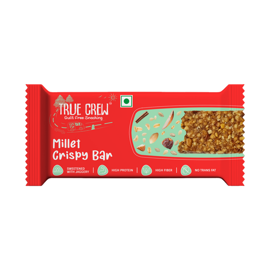 TRUE CREW - Millet Crispy Bar, 25 g Each (Pack of 10) 25gx10