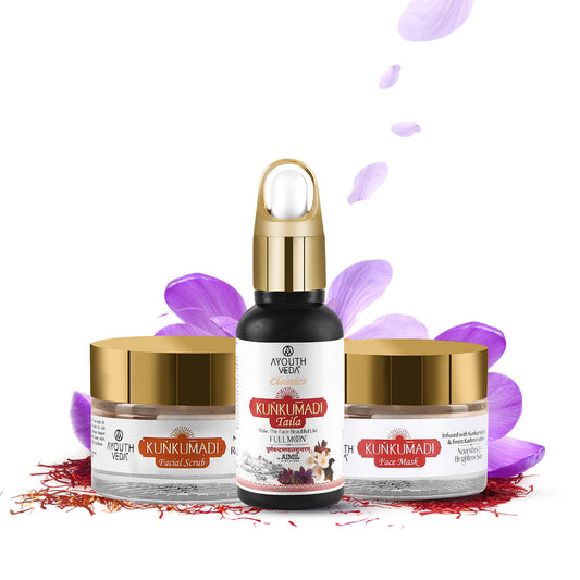 Kunkumadi Collection ( Kunkumadi Taila 30ml, Kunkumadi scrub 50g, Kunkumadi mask 50g ) 30ml