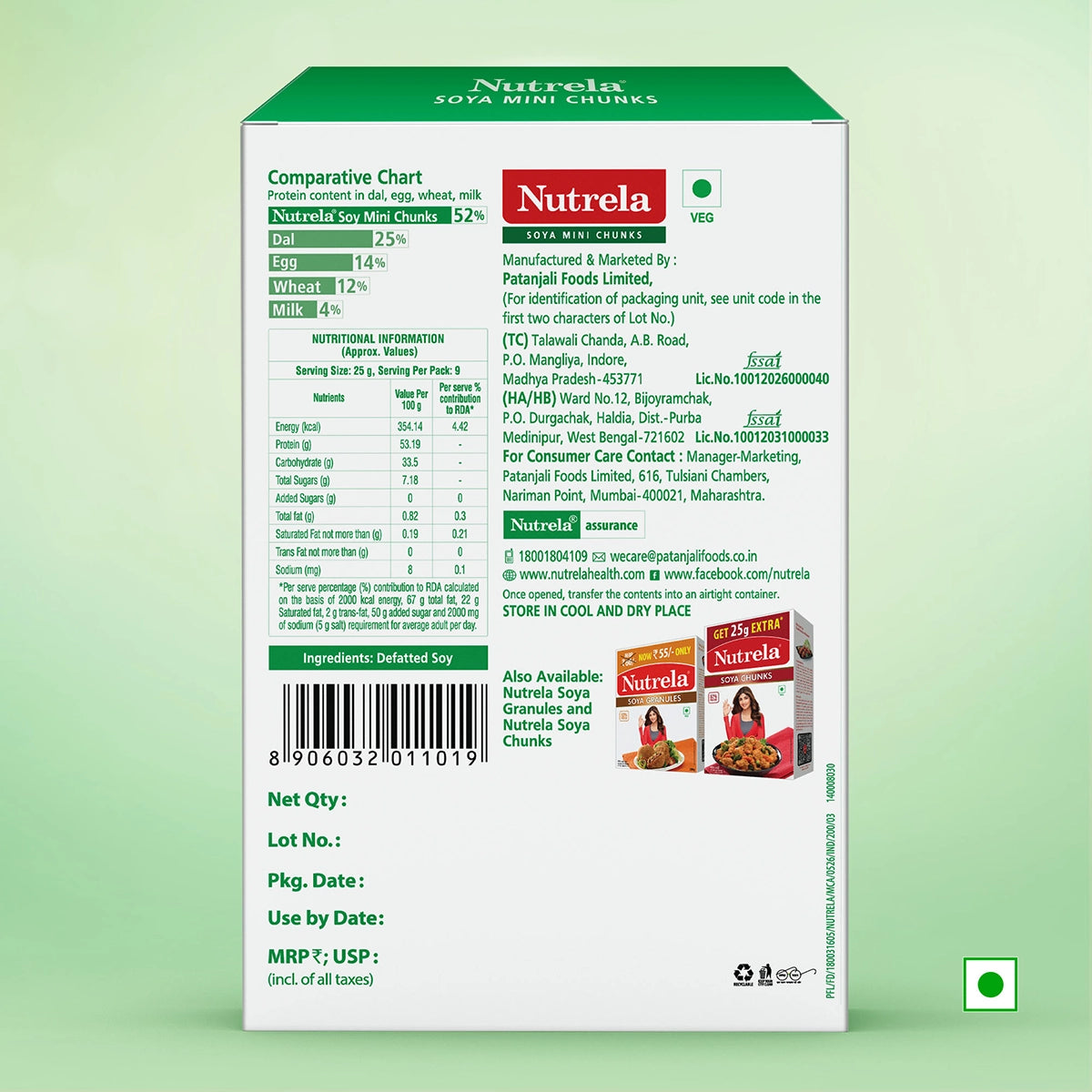 【Patanjali】 Soya Bari Mini Chunks 200 g (Pack of 4)|ソヤ バリ ミニチャンク(大豆ミート)200g×4 袋