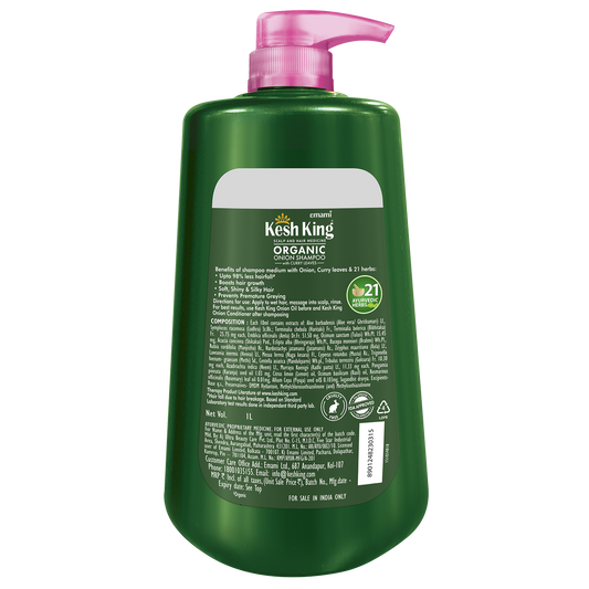 Kesh King Organic Onion Shampoo With Curry Leaves - 1L