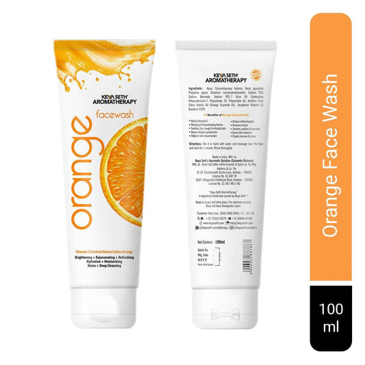 Orange Facewash, Vitamin C Enriched, SLS Free, Mild Foaming, Brightening Rejuvenating Refreshing Hydrating Moisturizing, Detox 100g