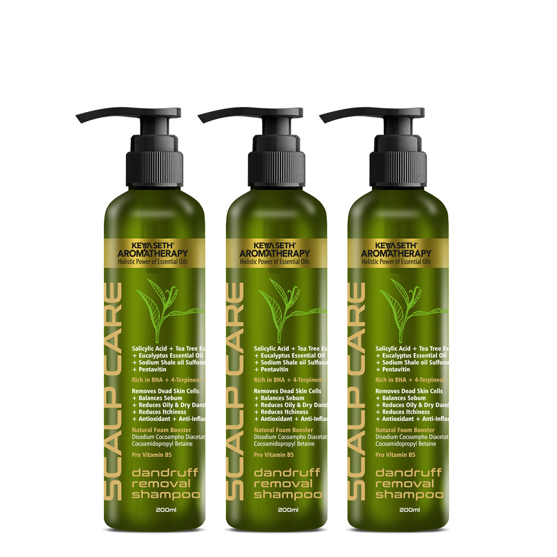 Scalp care Dandruff Removal Shampoo with Salicylic Acid, Tea Tree & Eucalyptus Oil –Reduces Dandruff & Flakes, Soothes Itchy scalp & Nourishes Hair 200ml x 3