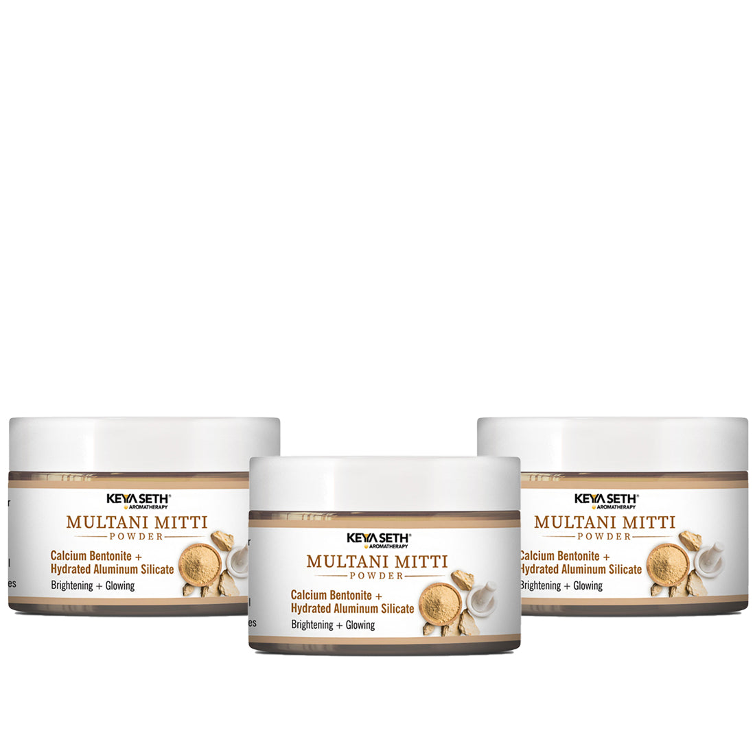 Multani Mitti Powder Face Pack for Women & Men Brightening + Glowing Skin 100g x 3