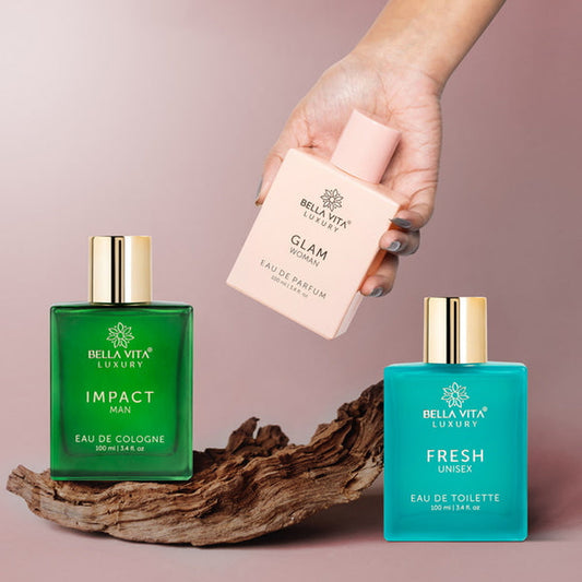 【Bella Vita】 Day To Night Perfume Combo - 3 x 100ml|デイ トゥ ナイト パフューム コンボ(インパクトマン・グラムウーマン・フレッシュ 3本)|100ml