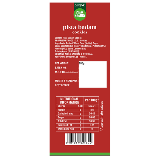 Chai Nashta - Pista Badam Cookies 200g