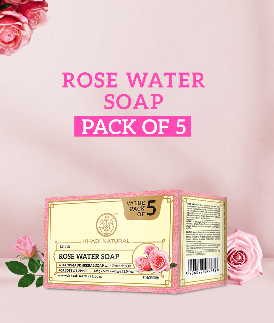 Rosewater Soap Combo Pack Of 5 125gm Each
