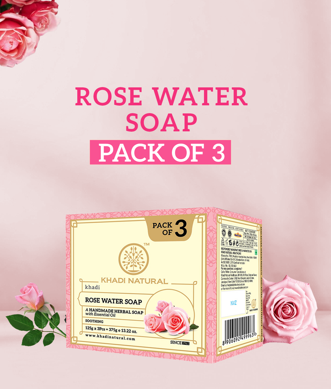 Rosewater Soap Combo Pack Of 3 125gm Each