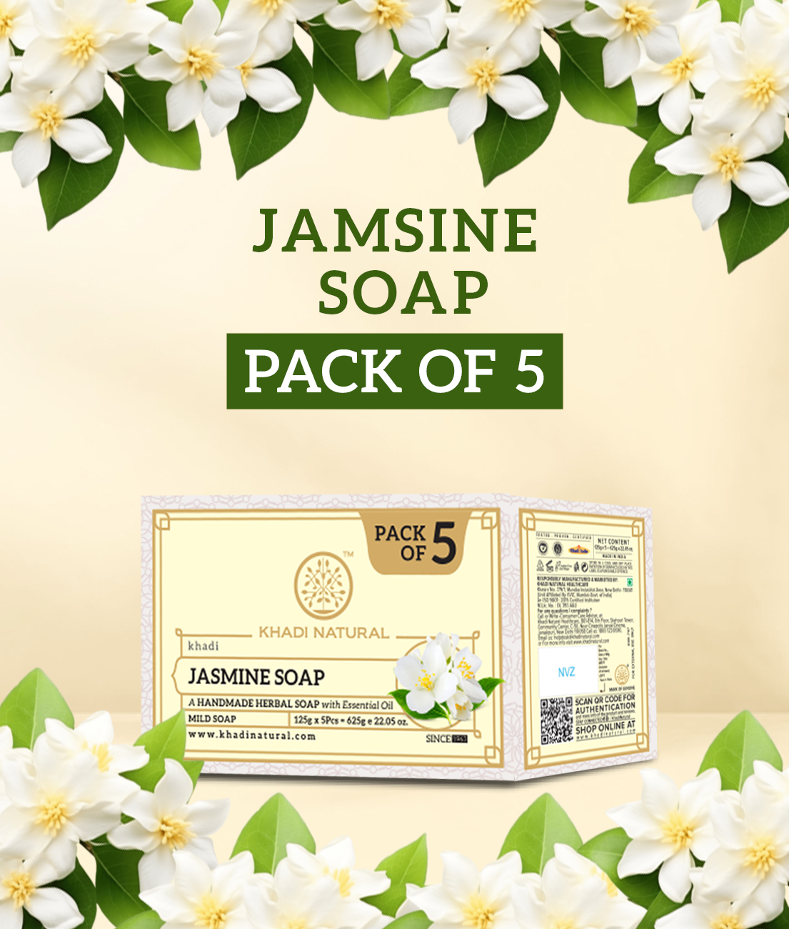 Herbal Jasmine Soap Combo Pack Of 5 125gm Each