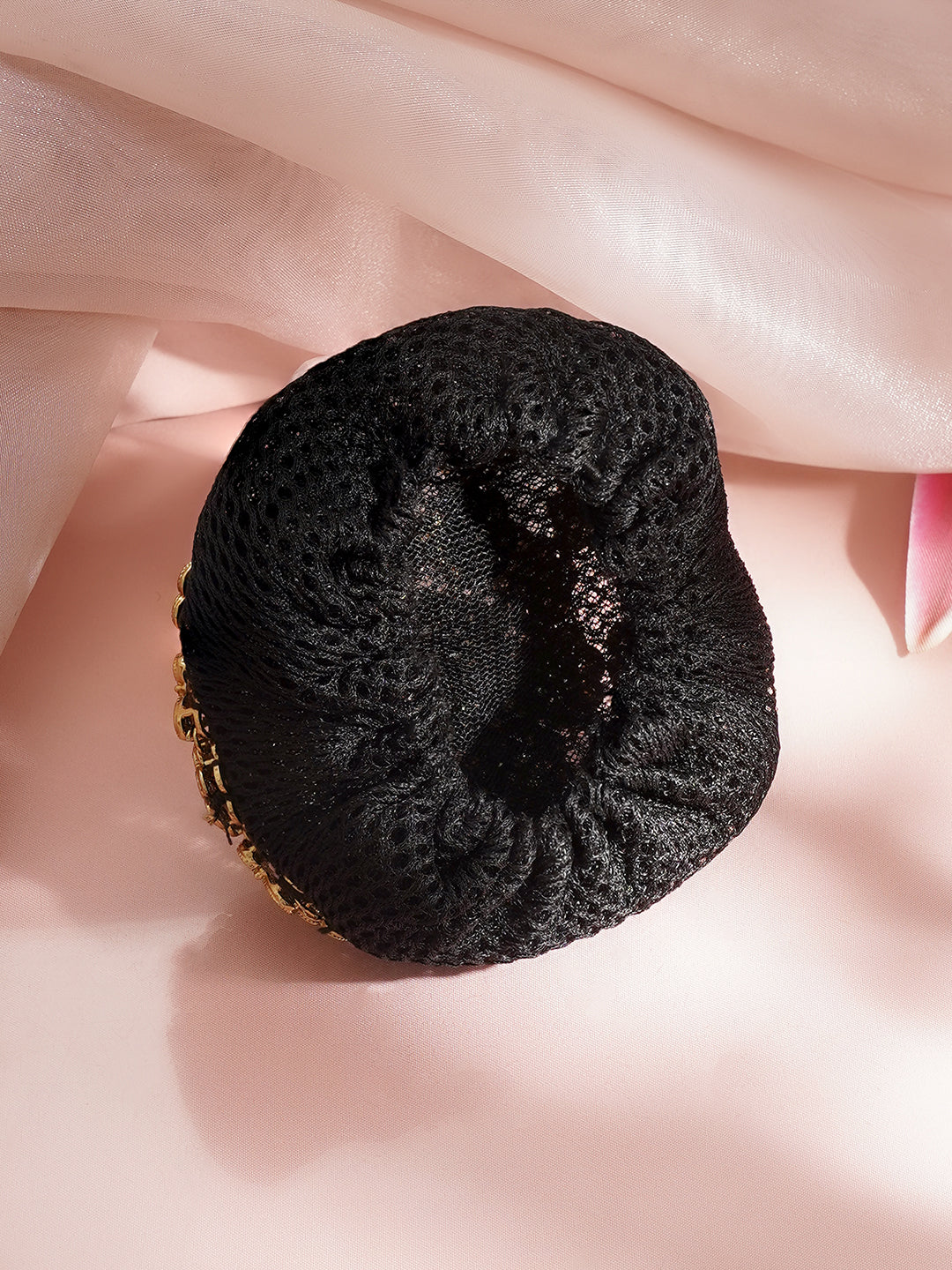 【Rubans】 Gold-Plated White Kundan Floral Hair Bun Cover|ゴールドメッキ ホワイトクンダン フローラル ヘアバンカバー(お団子飾り)