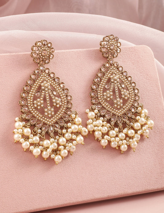 Cream Accents Pearl Chandbali フリーサイズ