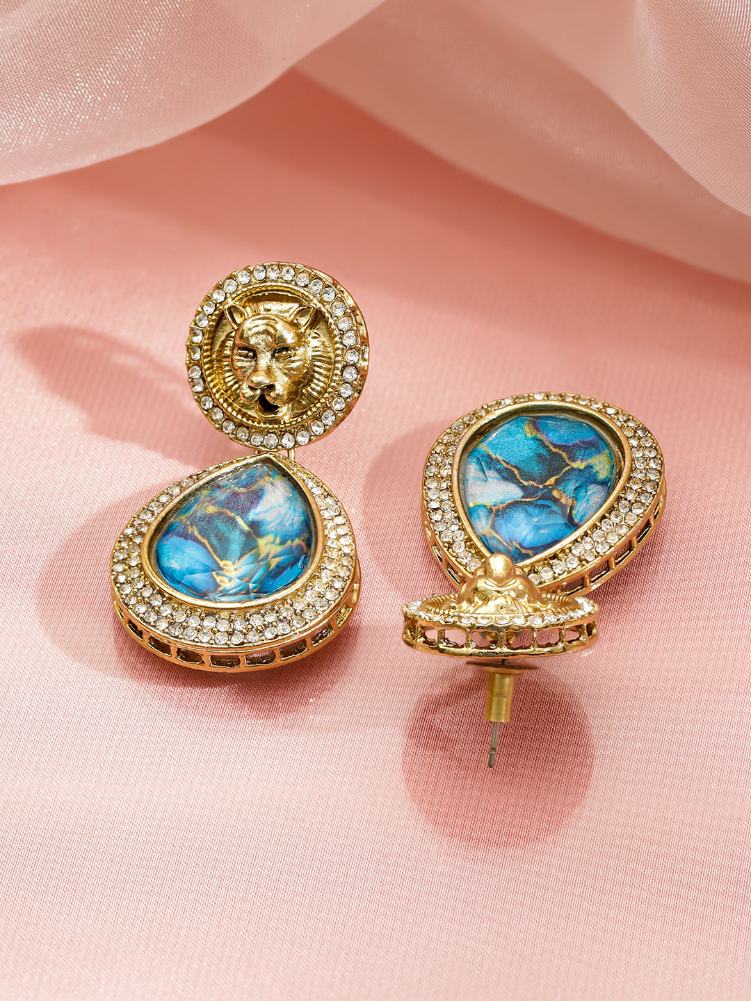 Royal Blue Stone Danglers フリーサイズ