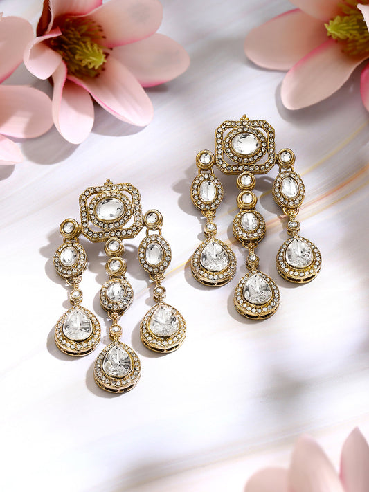 【Rubans】Gold Plated Crystal Cascade Drama Drop Earrings|ゴールドメッキ クリスタルカスケード ドラマ ドロップピアス