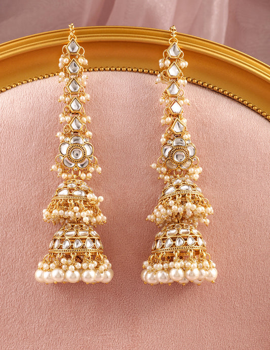 Luxurious Kundan Layered Jhumka フリーサイズ