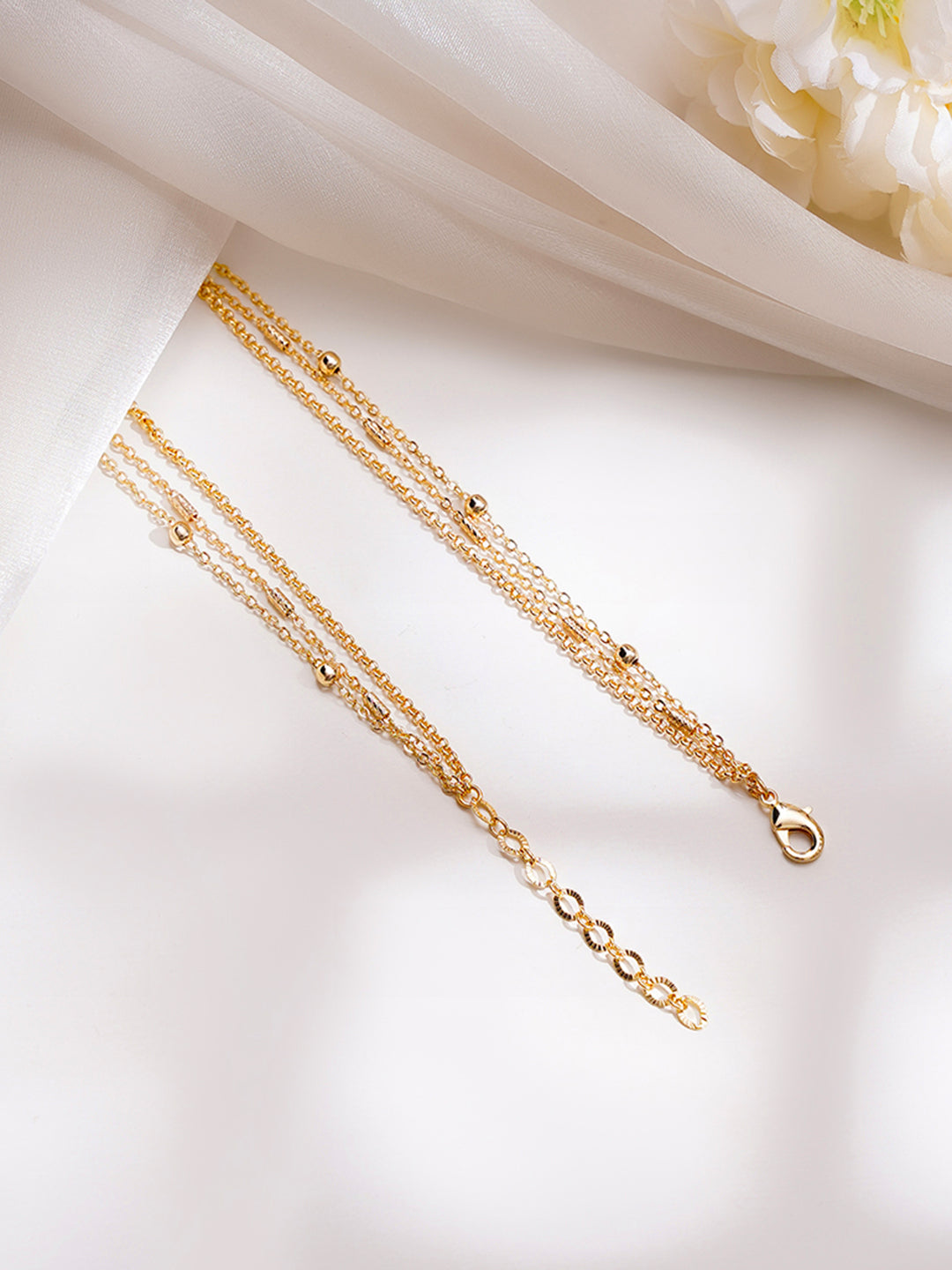 【Rubans】 Gold Plated Layered Kundan Necklace|ゴールドメッキ レイヤード クンダン ネックレス