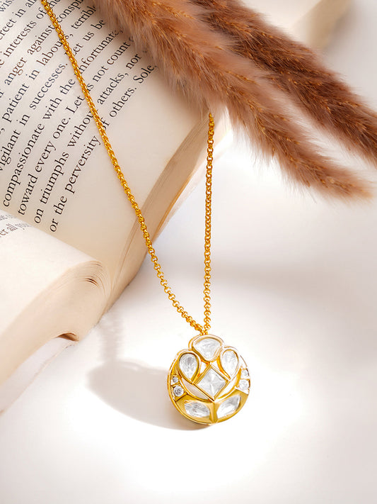 【Rubans】 Gold Plated Kundan Necklace|ゴールドメッキ クンダン ネックレス