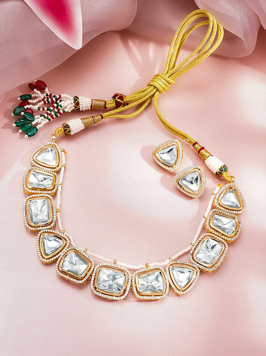 Trendy Polki Fusion Necklace Set フリーサイズ
