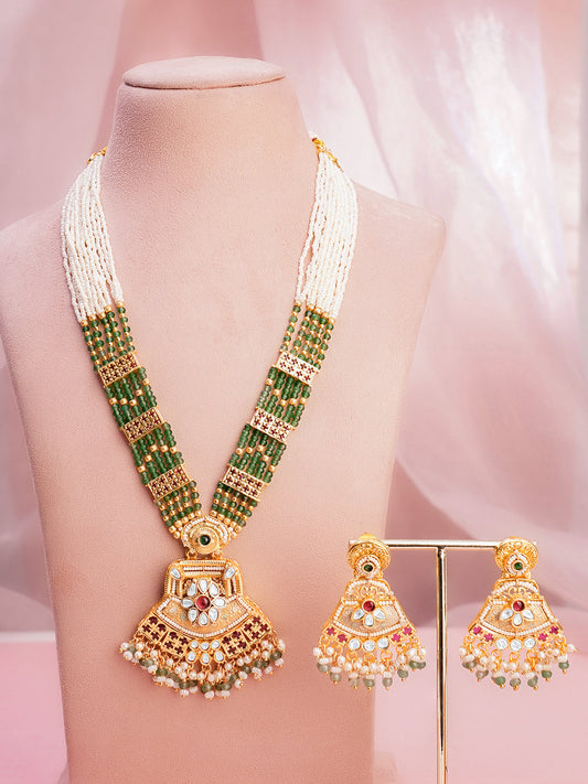 Royal Pearl Kundan Necklace Set フリーサイズ