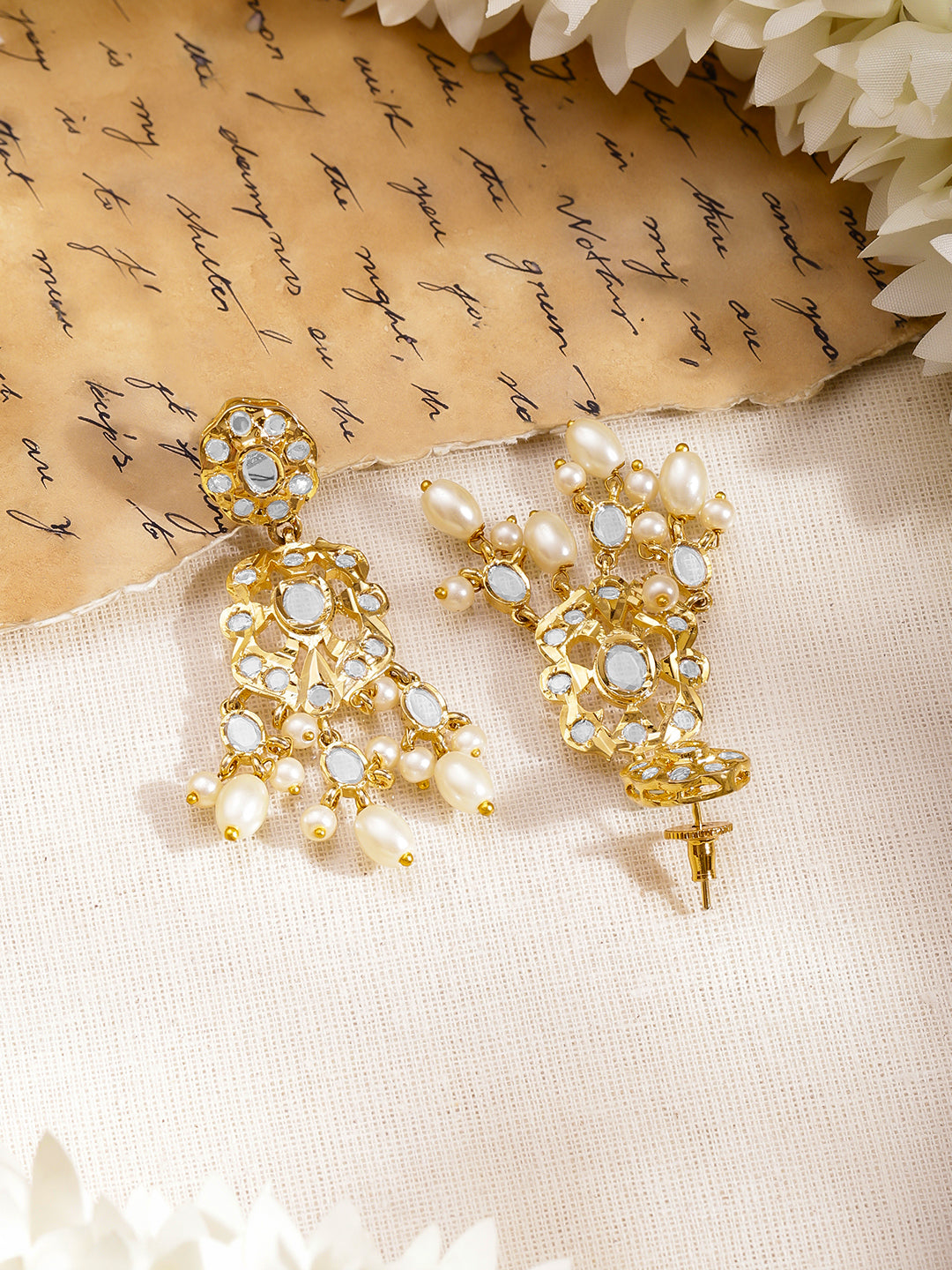 White Beaded Pearl Drop Necklace Set フリーサイズ