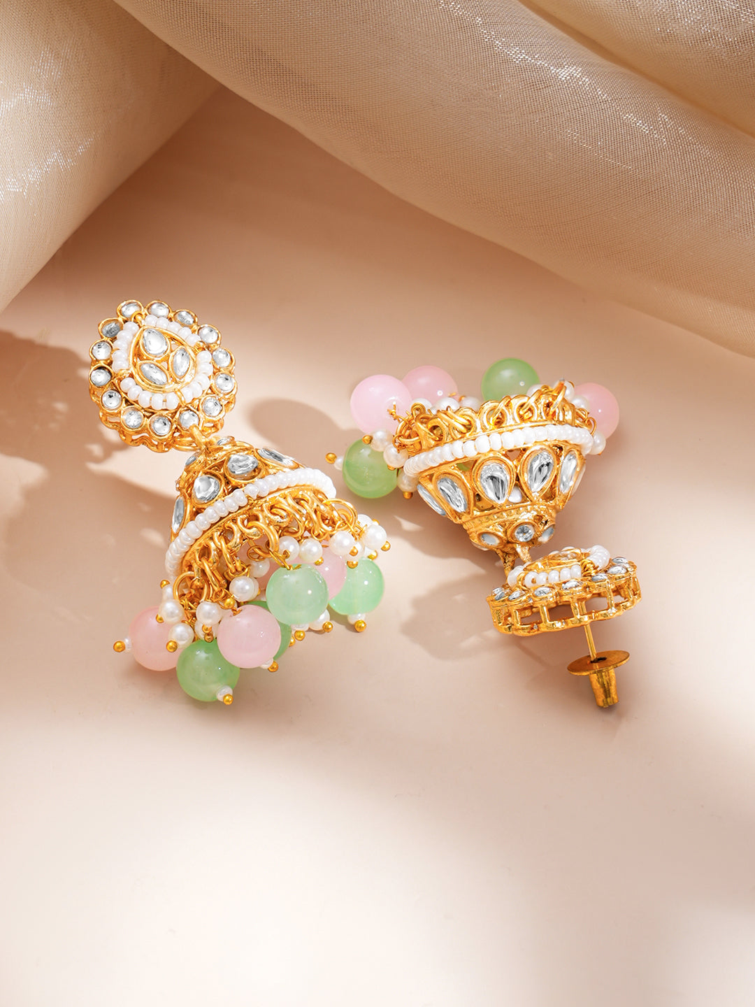 【Rubans】 Gold-Plated Kundan Pastel Beaded Choker Jewellery Set|ゴールドメッキ クンダン パステルビーズ チョーカー ジュエリーセット